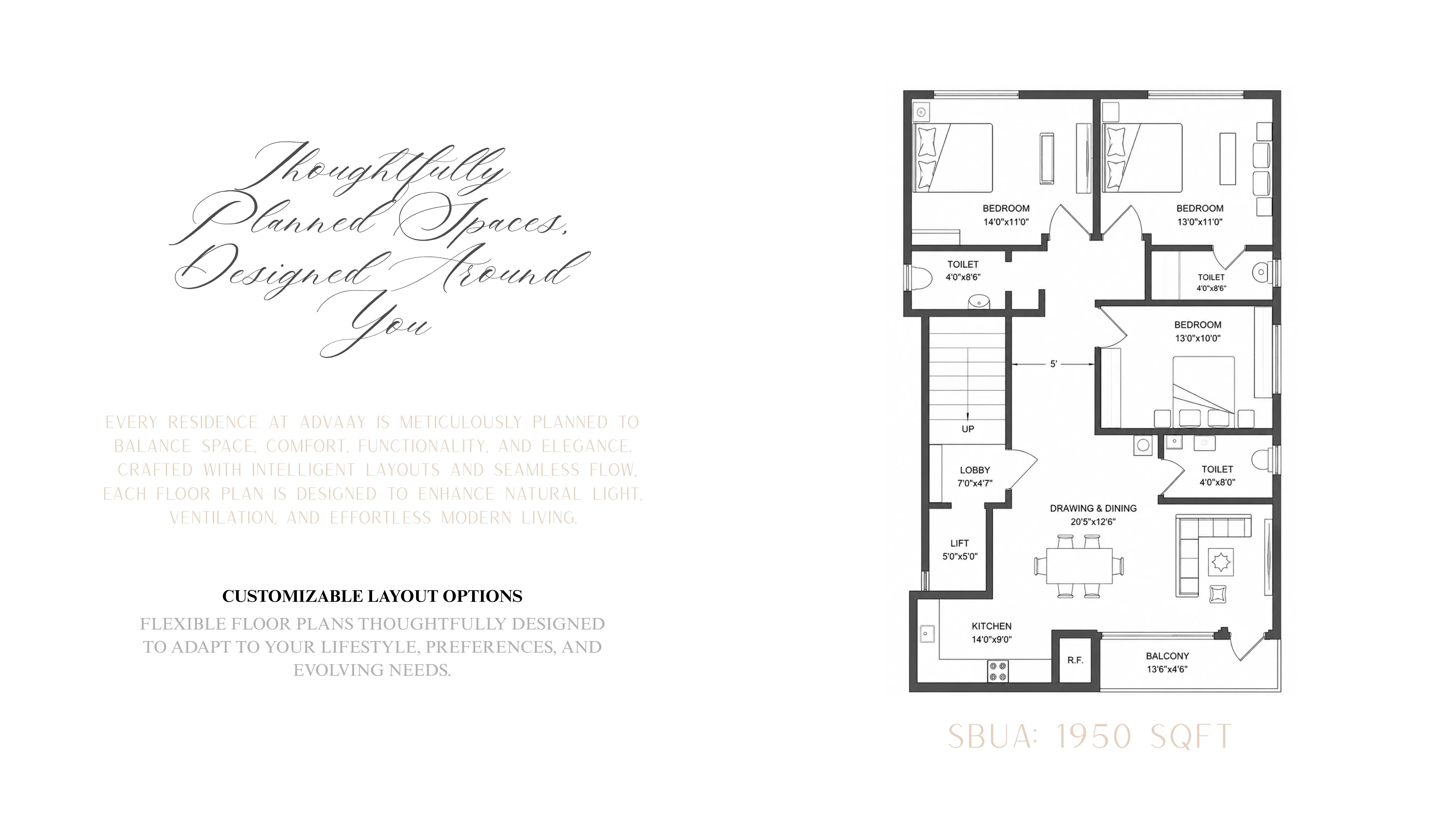 3 BHK floor plan